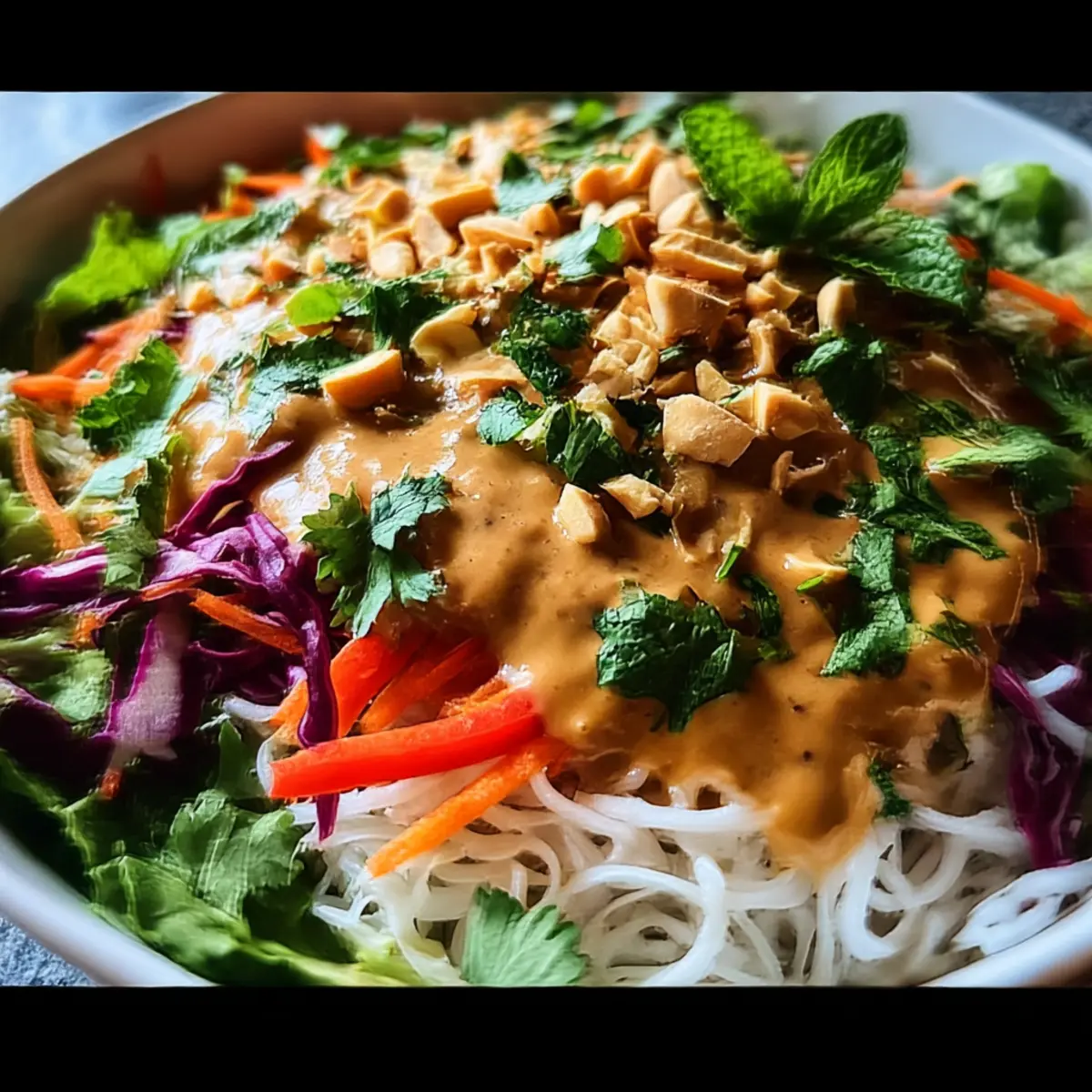 Spring Roll Salad with Peanut Dressing