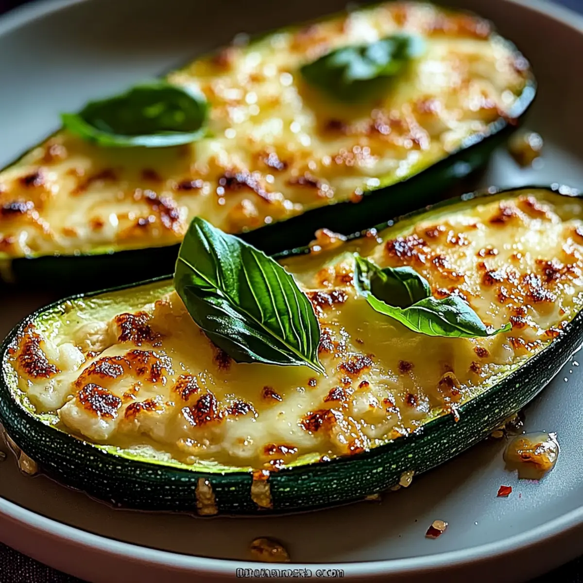 Cheesy Garlic Zucchini Steaks