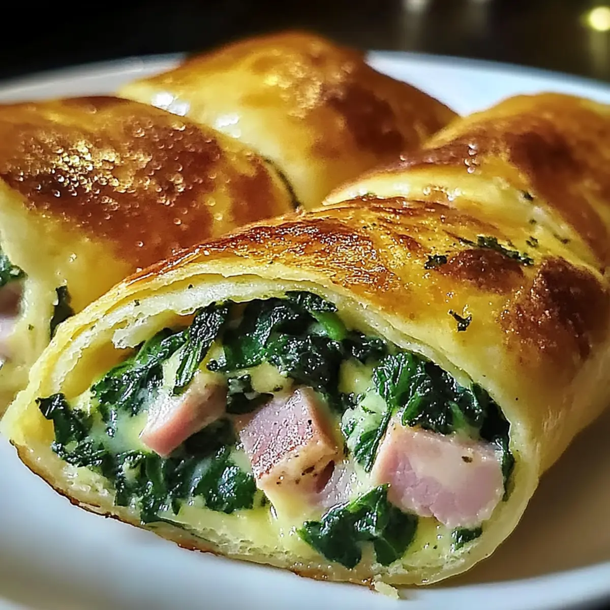 Spinach Ham Breakfast Rolls